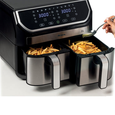 Dual Air Fryer 9L ,2100W, Stainless Steel