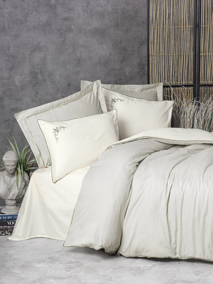 Elite Silk cotton Double Duvet Cover Set Teresa Beige