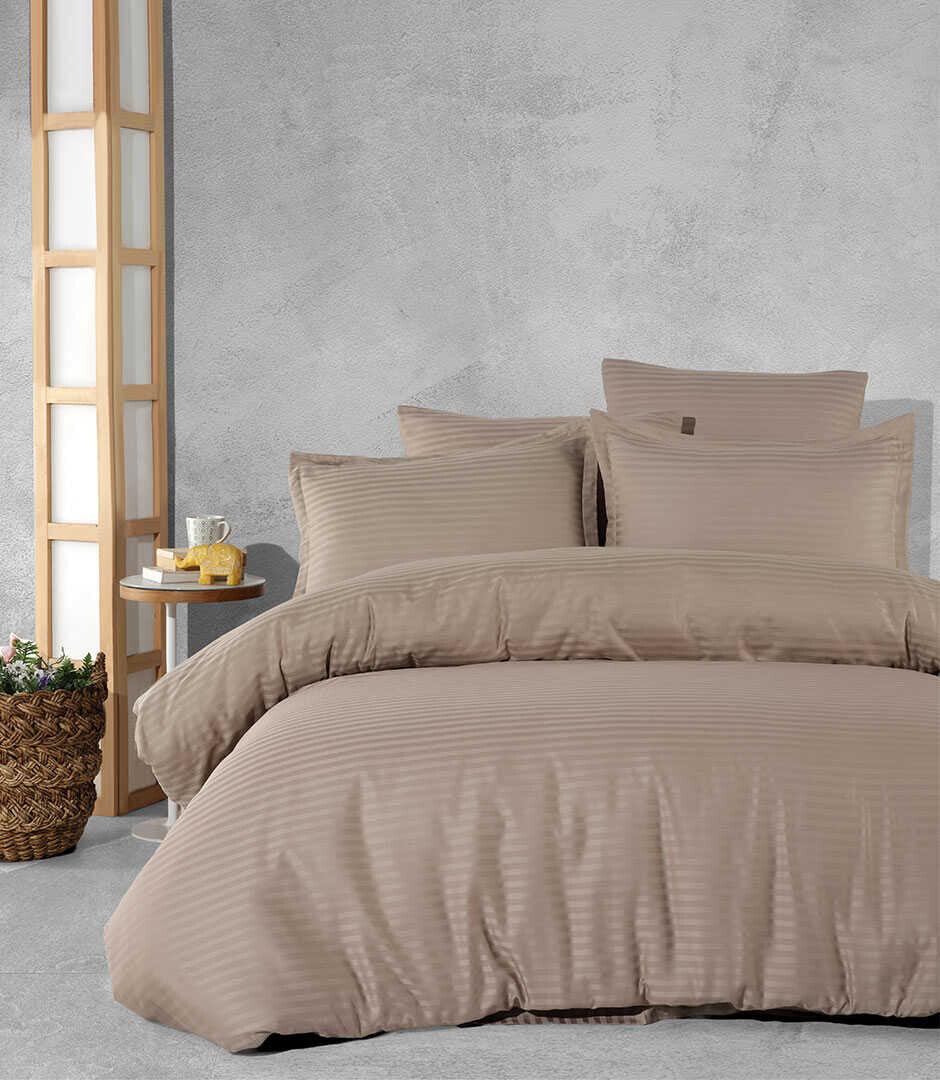 SINNOHOME Stripe PURE COTTON Duvet Cover Set BEIGE