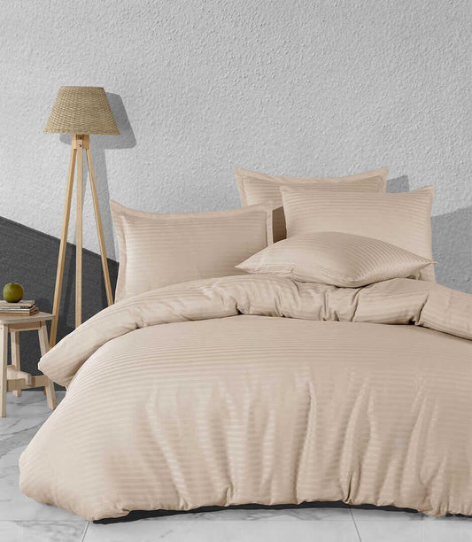 SINNOHOME Stripe PURE COTTON Duvet Cover Set CREME