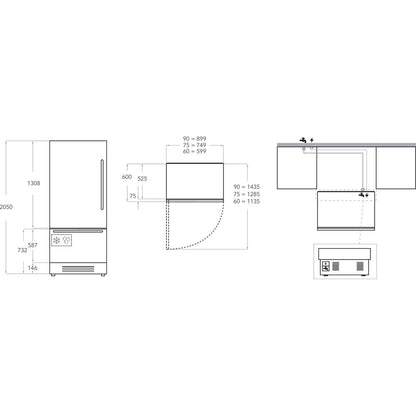 KitchenAid KCZCX 20750R Built-in Refrigerator 75cm Vertigo Stainless Steel Right 375L