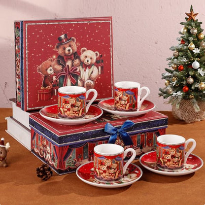 2-Pieces Vintage Ceramic Christmas Coffee Cup With Plate Bear Design – 2 x 160ml