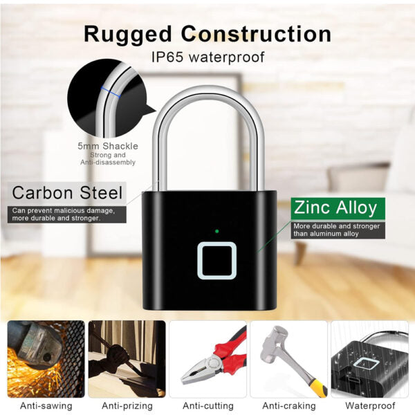 Fingerprint Padlock for Locker, Gym, Door, Luggage