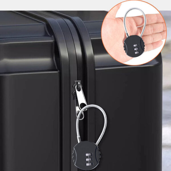 3-Digit Number Lock Combination With Zinc Alloy Steel Cable