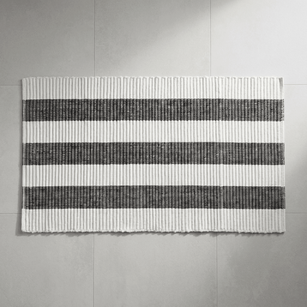 Aquanova Striped Bath Mat Black & White 115×70 cm
