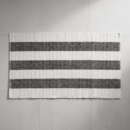 Aquanova Striped Bath Mat Black & White 115×70 cm
