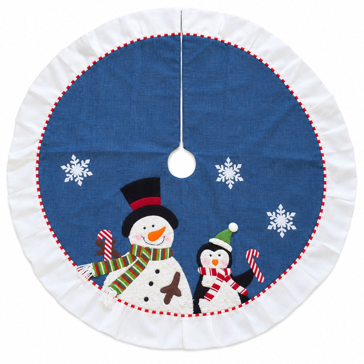 Christmas Tree Skirt with Snowman & Penguin – Ø 107 cm