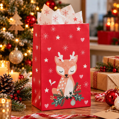 Migros Noël Christmas Reindeer Gift Bags with Decorative Stickers – Set of 6