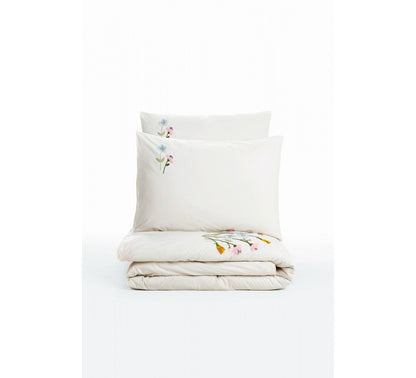 Embroidered  Double Duvet Cover Set Delbin Pink