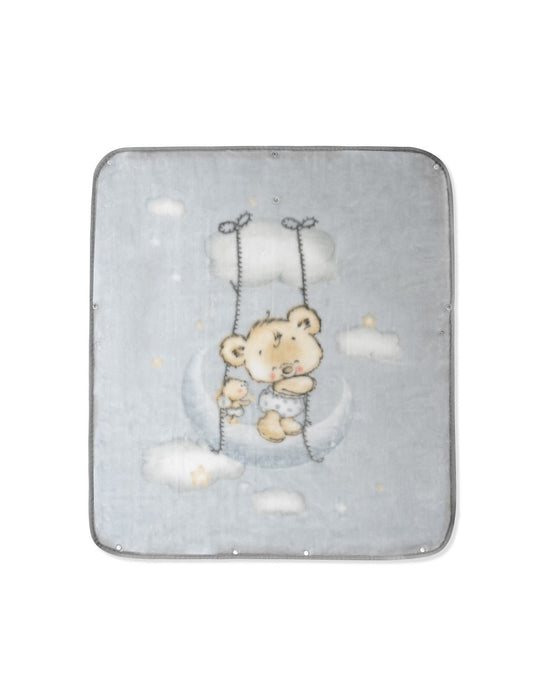 Interbaby Blanket with Bear Design Grey