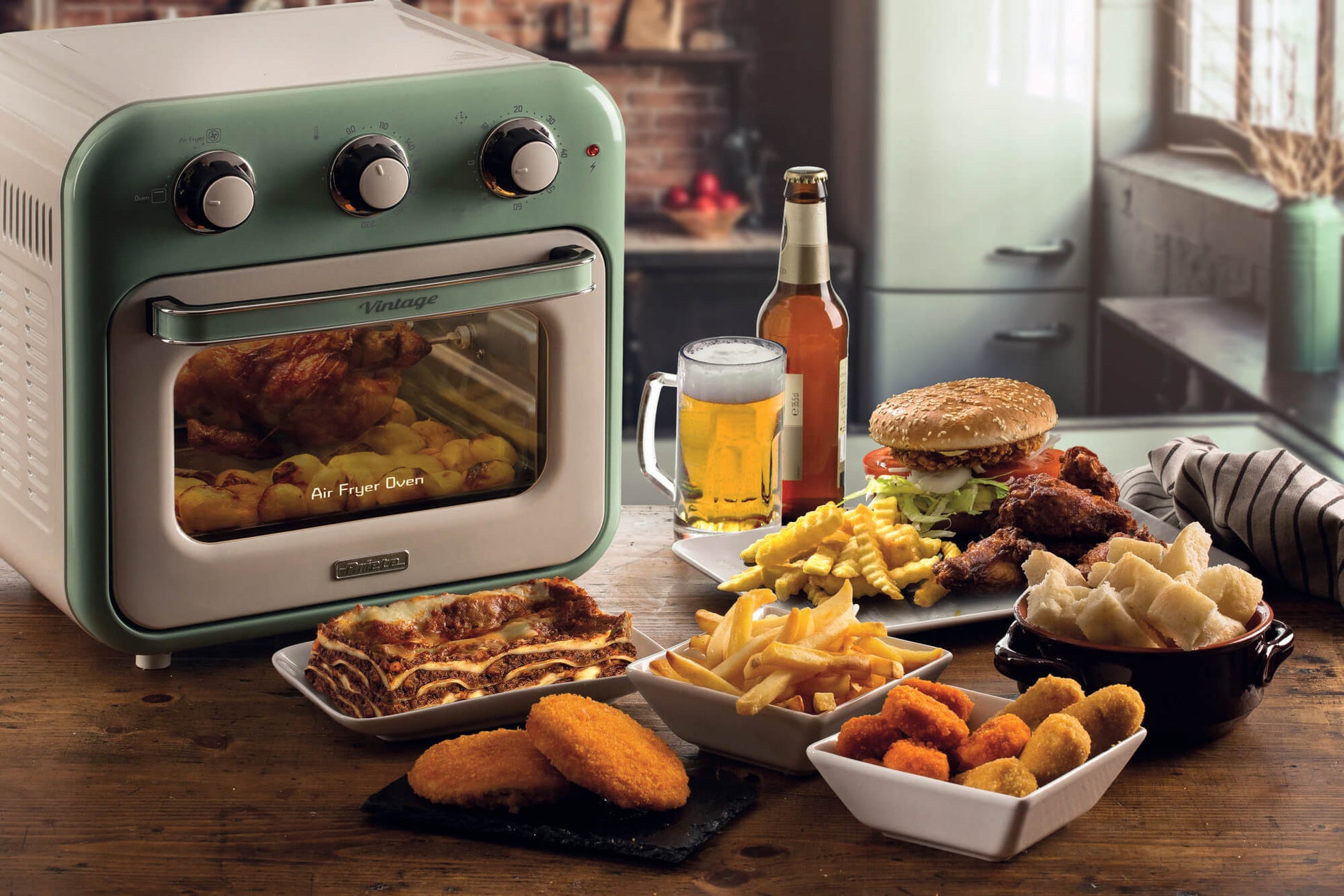 Vintage Air Fryer Oven 16L,1400W, Rotisserie