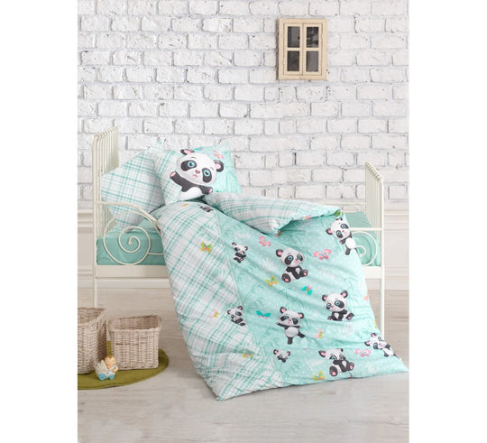 Baby Duvet Cover Set Panda Blue