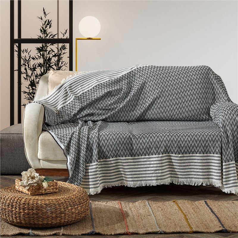 Sofa Bed Cover Special Non-Slip Design Multi-Purpose Cover Zigzag Gray