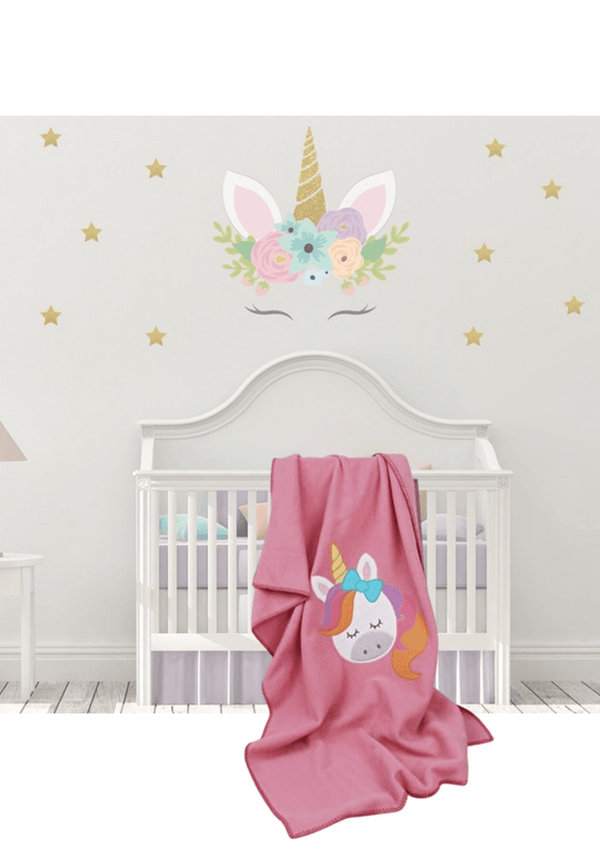 Unicorn Embroidered Wellsoft Baby Blanket