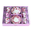 Easy Life Set 6 coffee cups & saucers 100ml in porcelain Flower Power Pink