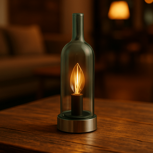 Nino Germany Bottle Table Lamp – 33.5cm Decorative Glass Light in Vibrant Blue