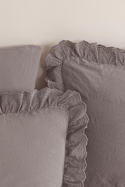 Romantica Double Embroidered Duvet Cover Set - Smoke