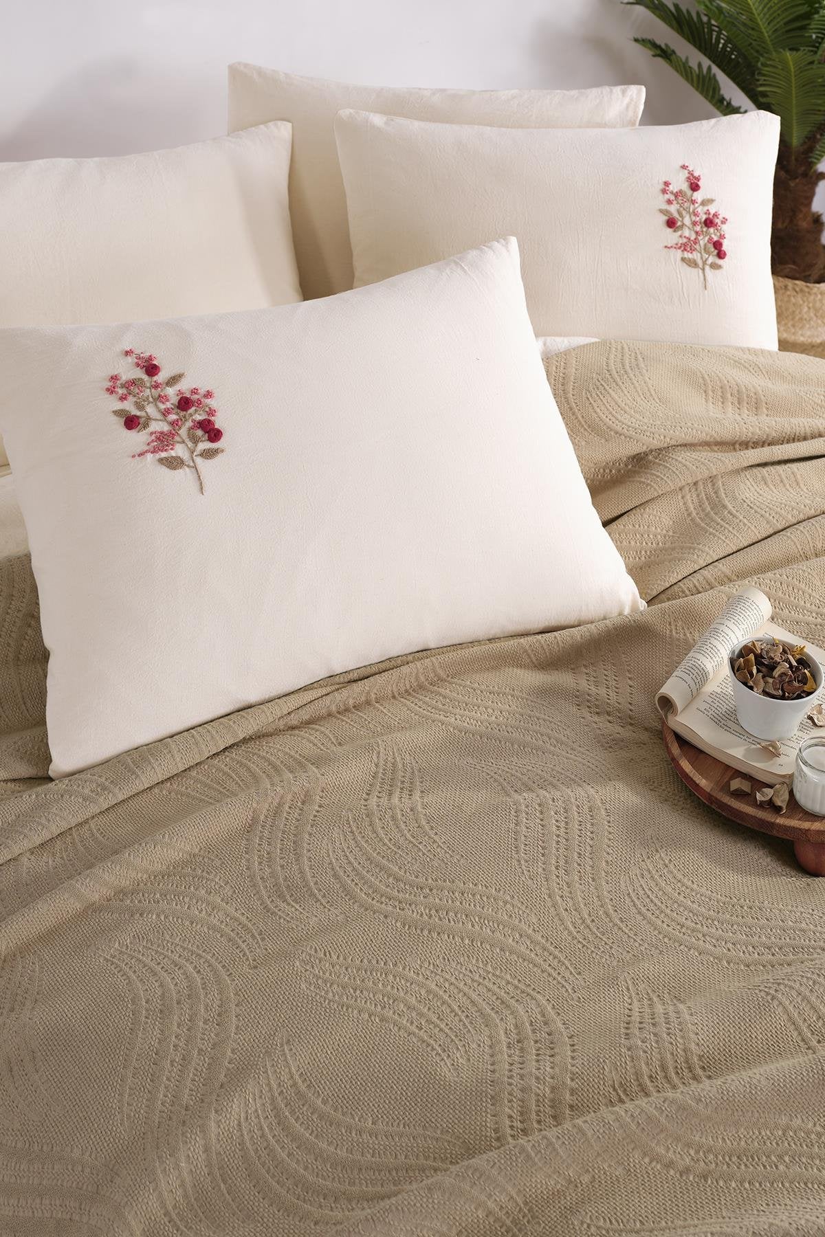 Royal Crest Double Duvet Cover Set - Dark Beige