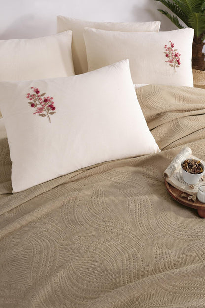 Royal Crest Double Duvet Cover Set - Dark Beige