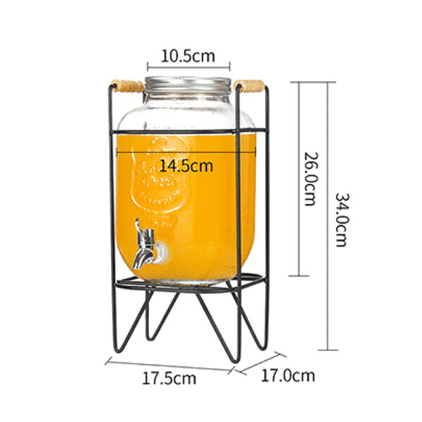 Glass Beverage Dispenser with Spigot and Metal Stand