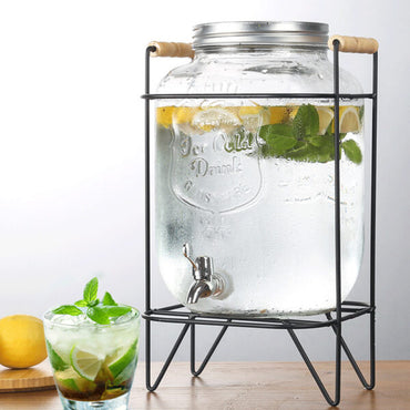 Glass Beverage Dispenser with Spigot and Metal Stand