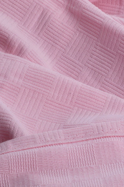 Pink Checker Pattern Pique Double