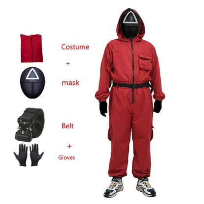 Cool Gift, Squid Game Kids Costume With Mask & Gloves & Belt