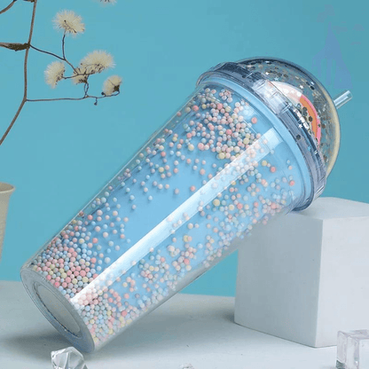 Twinkle Bubble Bliss: Eco-Friendly Kids' Straw Cup 0.5ML